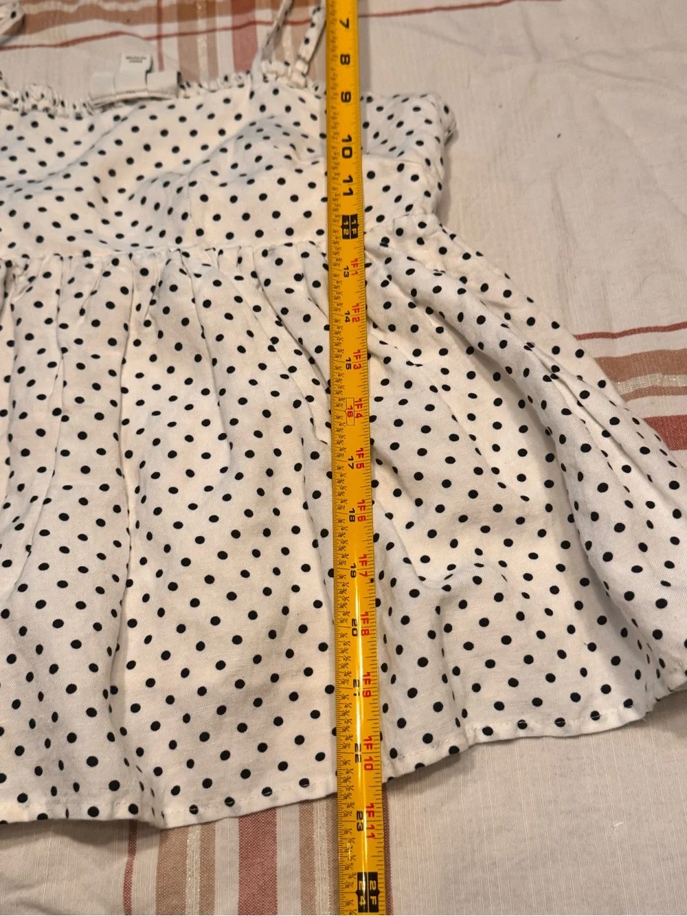 Kate Spade New York x Target Polka Dot Linen Babydoll Tank Top Cream Black M B5
